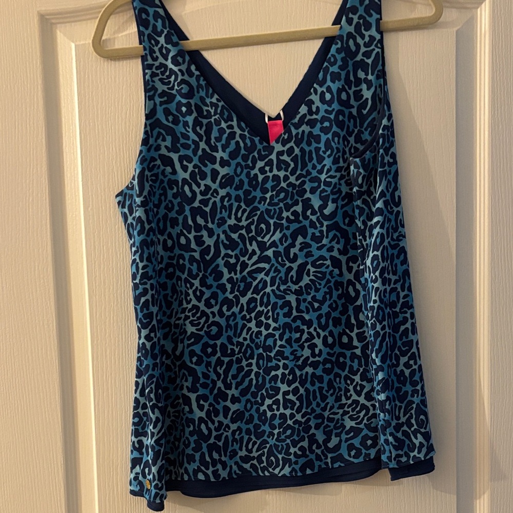 Lilly Pulitzer On the Spot Blue Leopard Print Women's Florin Top